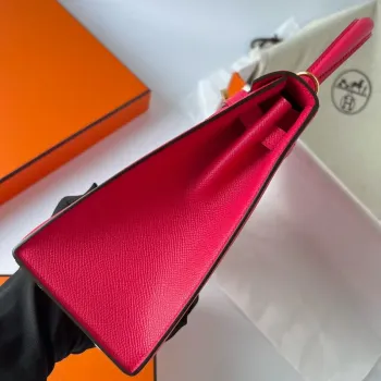 Kelly Sellier 28 Handmade Bag In Rose Extreme Epsom Calfskin