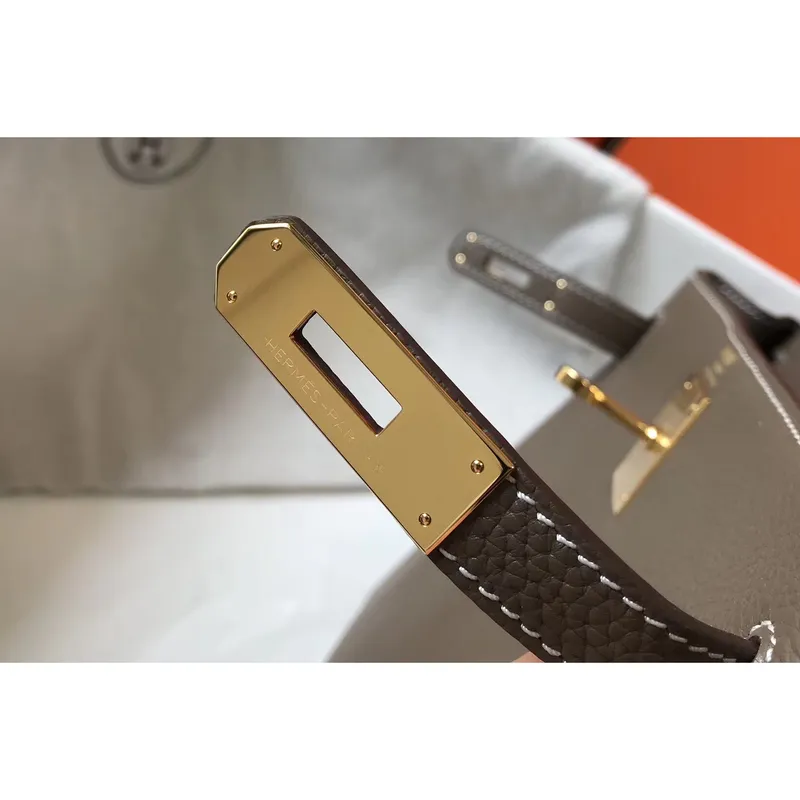 Hermes Taupe Clemence Kelly 28cm Bag