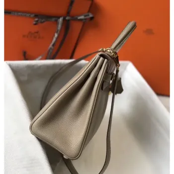 Hermes Grey Clemence Kelly 28cm Bag