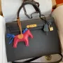 Kelly Sellier 35 Handmade Bag In Black Epsom Calfskin