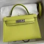 Kelly Mini II Sellier Handmade Bag In Jaune Bourgeon Chevre Mysore Leather