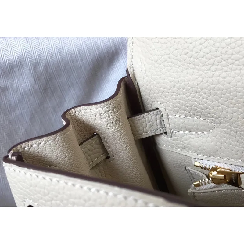 Kelly 32cm Retourne Bag In Beton Clemence Leather