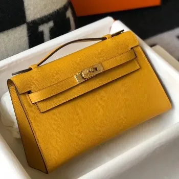 Kelly Pochette Bag In Yellow Epsom Leather