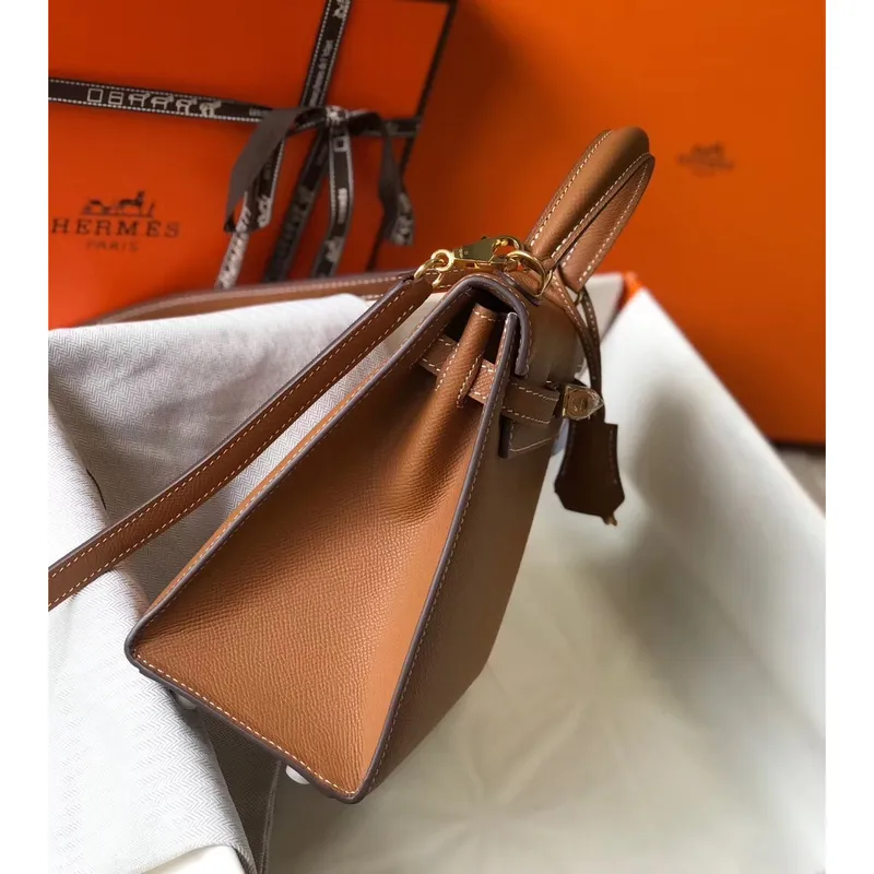 Kelly 25cm Sellier Bag In Gold Epsom Leather