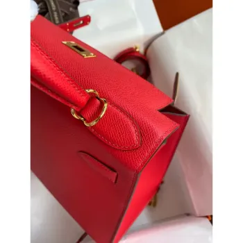 Kelly Sellier 28 Handmade Bag In Red Epsom Calfskin