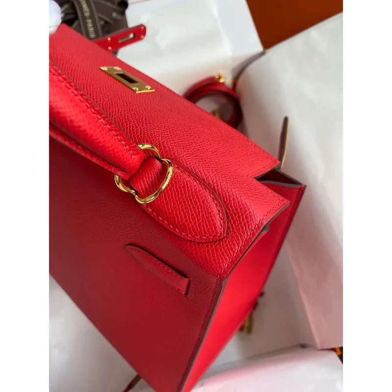 Kelly Sellier 28 Handmade Bag In Red Epsom Calfskin