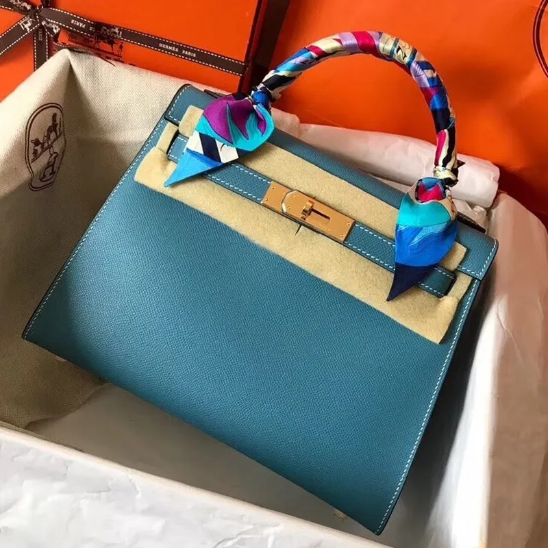 Hermes Blue Jean Epsom Kelly 28cm Handmade Bag