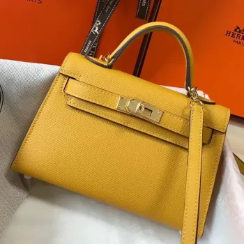 Kelly Mini II Bag In Yellow Epsom Leather