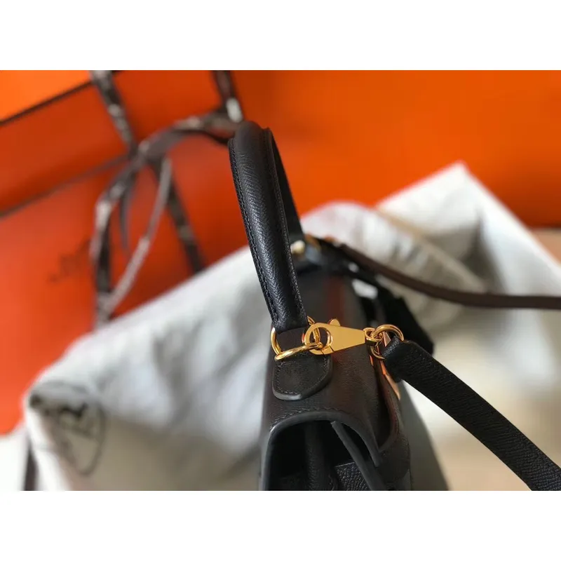 Kelly 28cm Sellier Bag In Black Epsom Leather