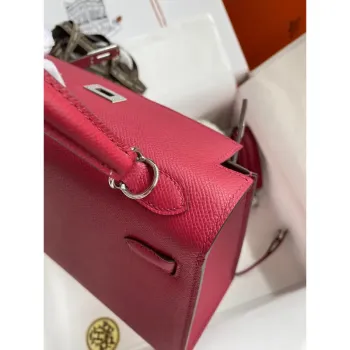 Kelly Sellier 28 Handmade Bag In Ruby Epsom Calfskin
