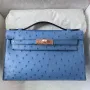 Kelly Pochette Handmade Bag in Mykonos Ostrich Leather