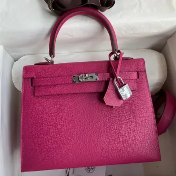 Kelly Sellier 25 Handmade Bag In Rose Purple Epsom Calfskin