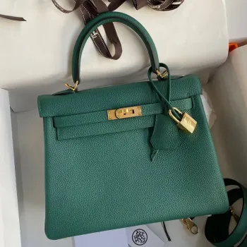 Kelly Retourne 25 in Blue Paon Clemence Leather — Handmade Hermès Elegance