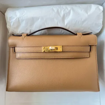 Kelly Pochette Handmade Bag In Chai Swift Calfskin