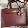 Kelly Sellier 35 Handmade Bag In Bordeaux Box Calfskin