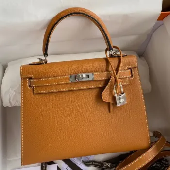 Kelly Sellier 25 Handmade Bag in Toffee Epsom Calfskin: Timeless Luxury and Practical Elegance