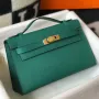 Kelly Pochette Bag In Vert Veronese Epsom Leather