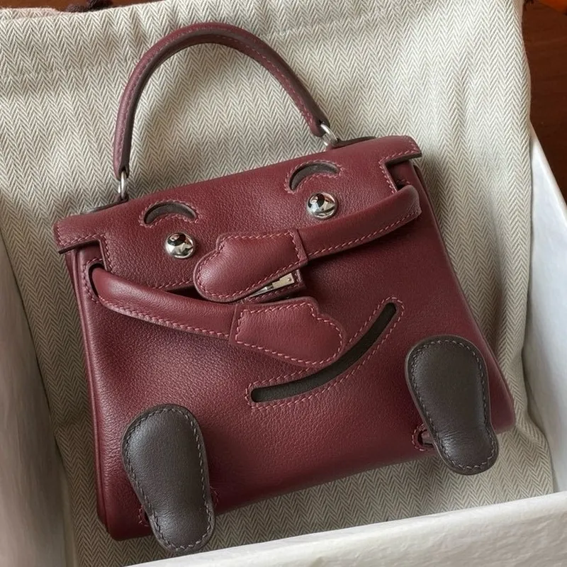 Kelly Doll Quelle Idole Bag in Bordeaux Swift Calfskin