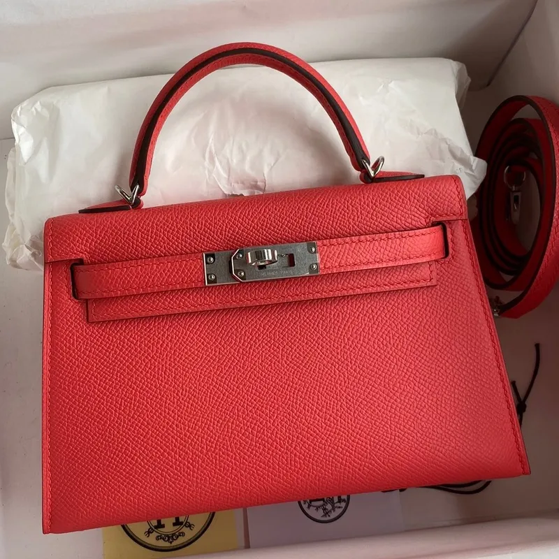 Kelly Mini II Sellier Handmade Bag In Piment Epsom Calfskin