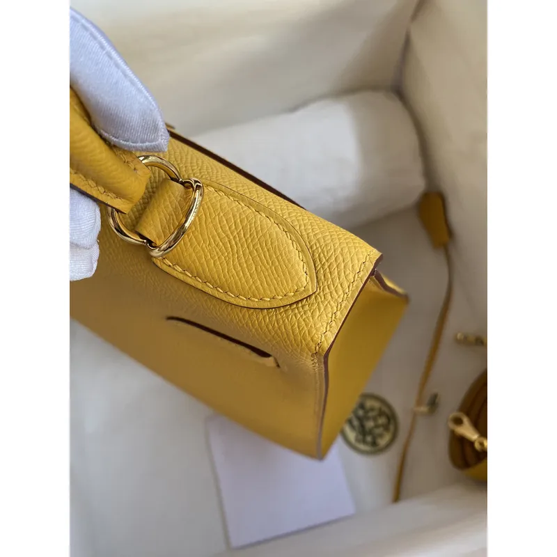 Kelly Sellier 28 Handmade Bag In Jaune Ambre Epsom Calfskin