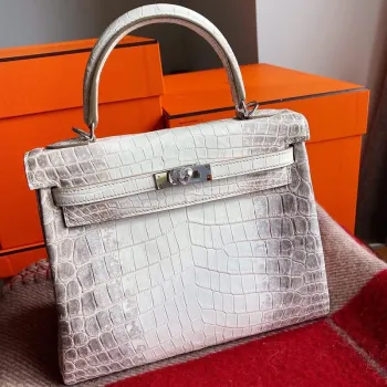 Kelly Retourne 25 Handmade Bag In Himalaya Crocodile Niloticus Skin