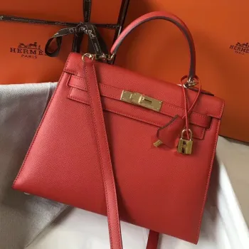 Kelly 28cm Sellier Bag In Red Epsom Leather