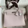 Kelly Retourne 25 Handmade Bag In Mauve Pale Swift Calfskin
