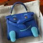 Kelly Doll Quelle Idole Bag in Blue Swift Calfskin