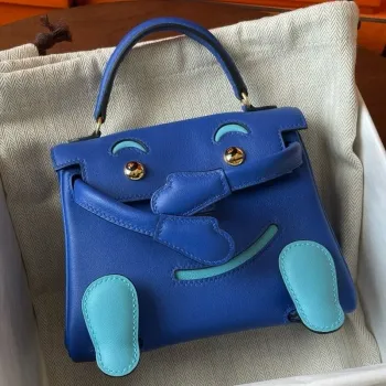 Kelly Doll Quelle Idole Bag in Blue Swift Calfskin