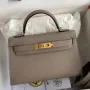 Kelly Mini II Sellier Handmade Bag In Gris Asphalt Epsom Calfskin