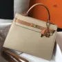 Hermes Bi color Kelly 32cm Epsom Bag Tourterelle/Gold GHW
