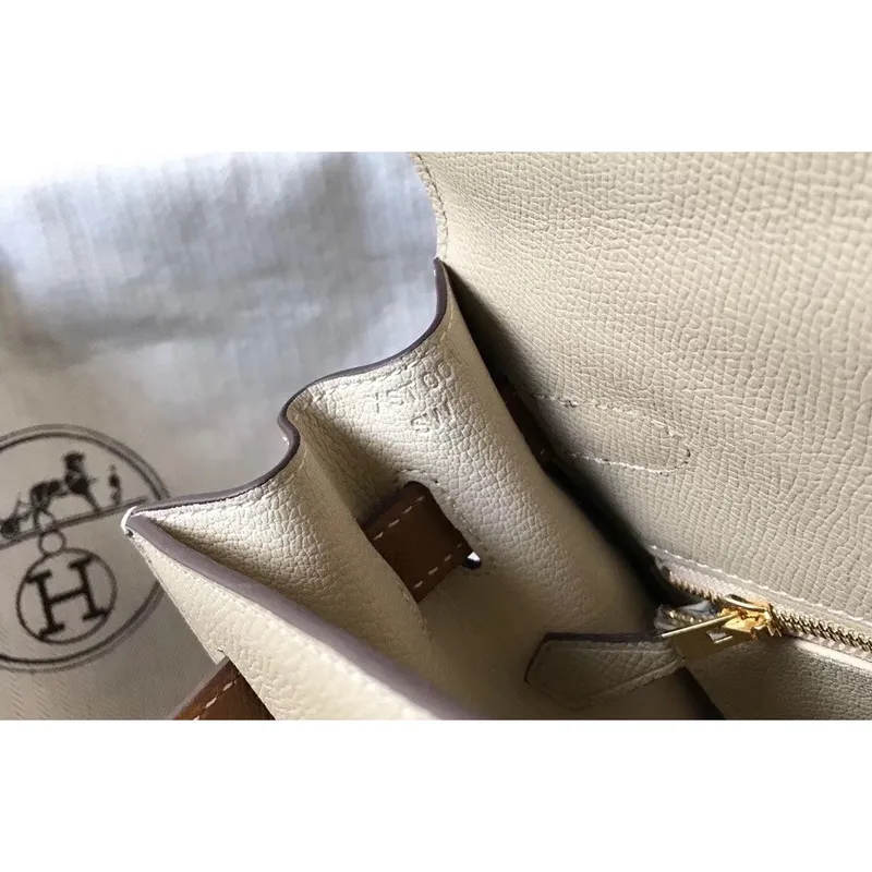 Hermes Bi color Kelly 32cm Epsom Bag Tourterelle/Gold GHW