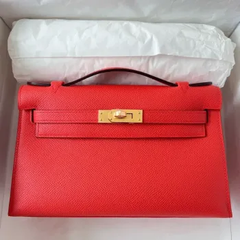 Kelly Pochette Handmade Bag In Rouge Piment Epsom Calfskin
