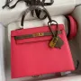 Kelly Sellier 25 Bicolor Bag in Rose Extremea nd Taupe Epsom Calfskin