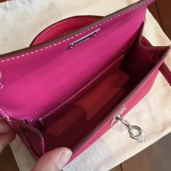Hermes Rose Tyrien Epsom Kelly Mini II Handmade Bag