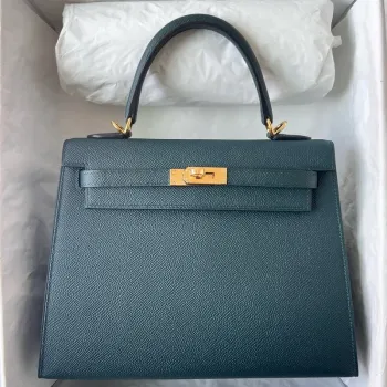 Kelly Sellier 25 Handmade Bag in Vert Cypres Epsom Calfskin