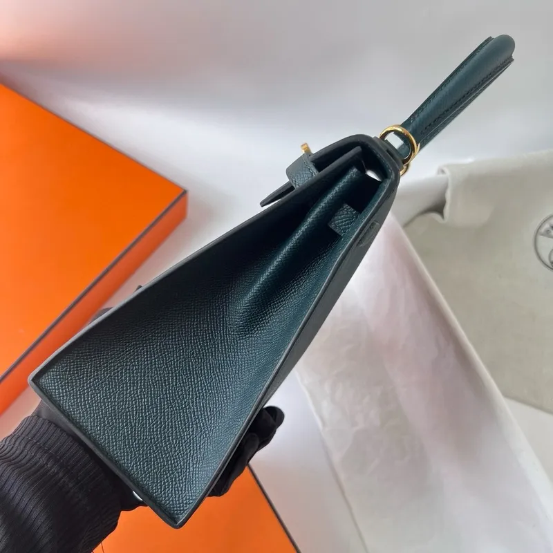 Kelly Sellier 25 Handmade Bag in Vert Cypres Epsom Calfskin