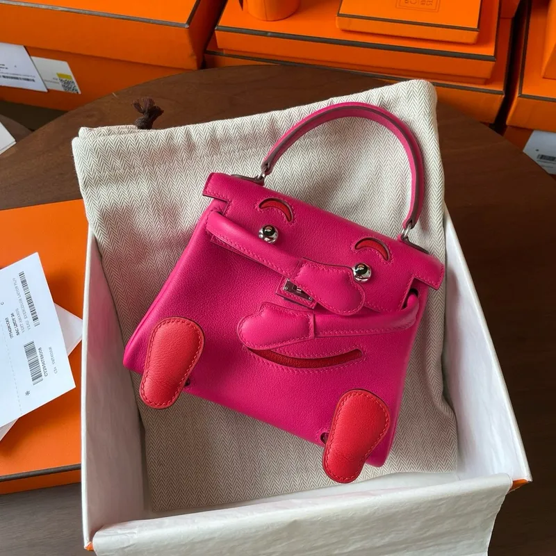 Kelly Doll Quelle Idole Bag in Rose Mexico Swift Calfskin