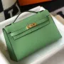 Kelly Pochette Bag In Vert Criquet Epsom Leather