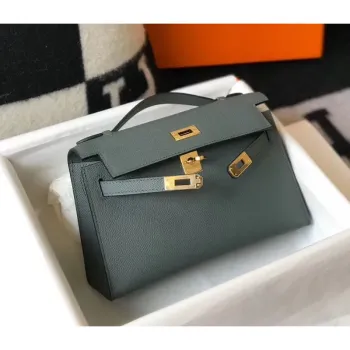 Kelly Pochette Bag In Vert Amande Epsom Leather