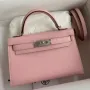 Kelly Mini II Sellier Handmade Bag In Rose Sakura Epsom Calfskin