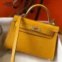 Kelly Mini II Bag In Yellow Crocodile Embossed Leather