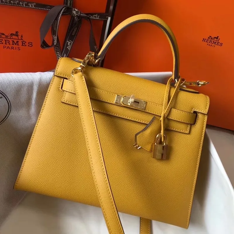 Kelly 25cm Sellier Bag In Yellow Epsom Leather