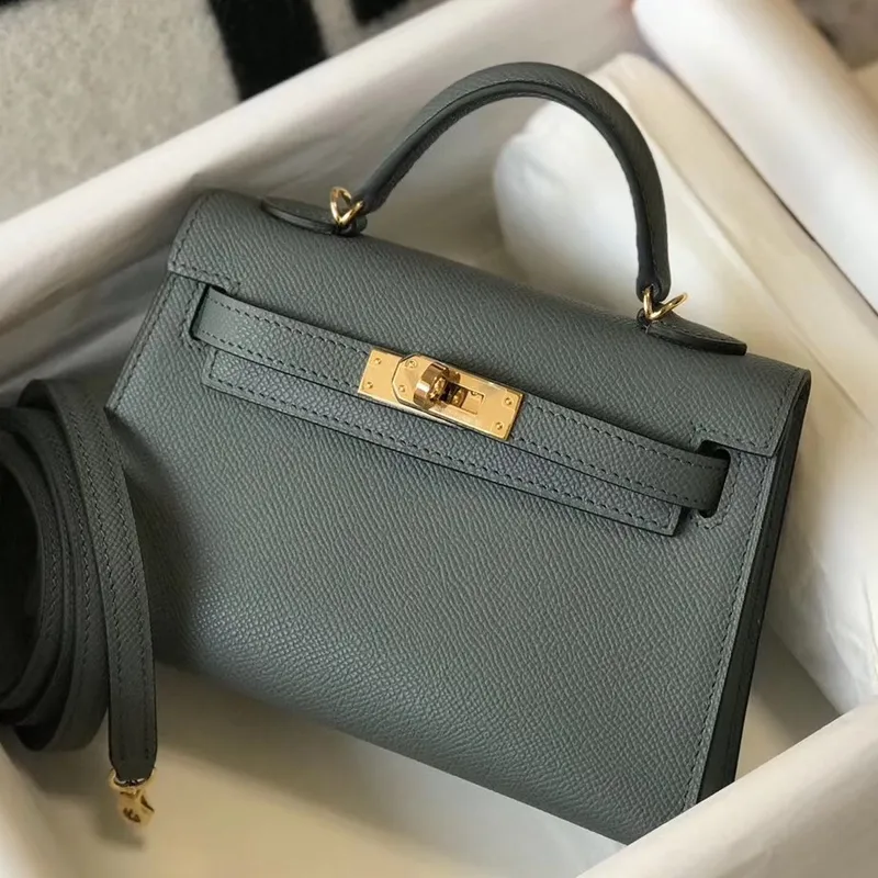Kelly Mini II Bag In Vert Amande Epsom Leather