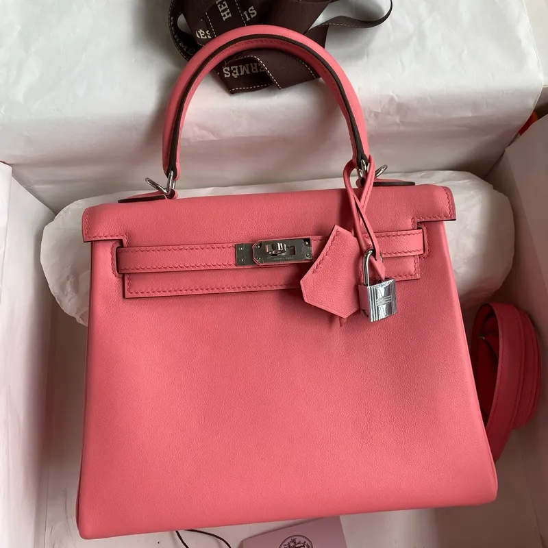 Kelly Retourne 25 Handmade Bag In Rose d'Ete Swift Calfskin