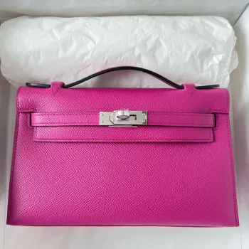 Kelly Pochette Handmade Bag In Rose Purple Epsom Calfskin