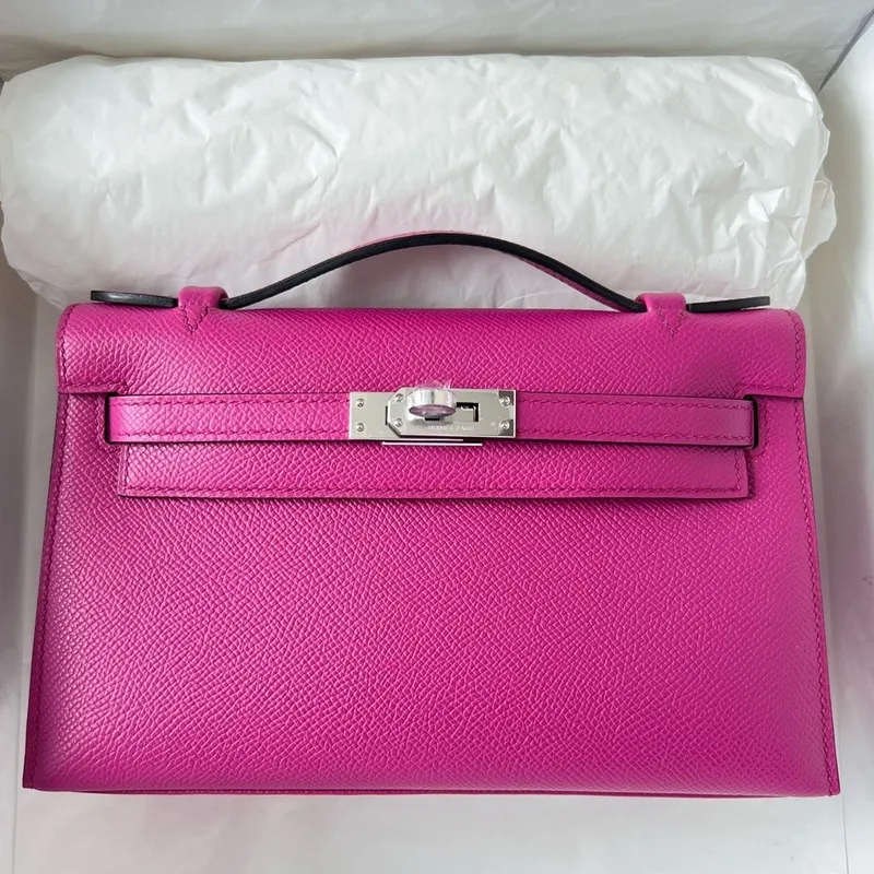 Kelly Pochette Handmade Bag In Rose Purple Epsom Calfskin