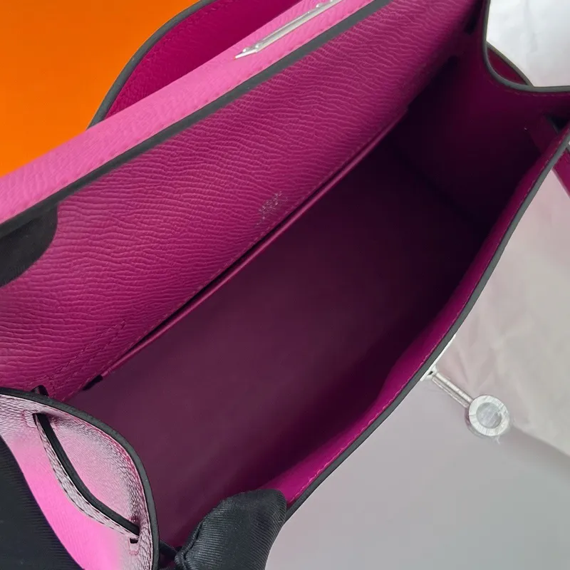 Kelly Pochette Handmade Bag In Rose Purple Epsom Calfskin