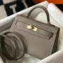 Kelly Mini II Bag In Gris Asphalt Epsom Leather