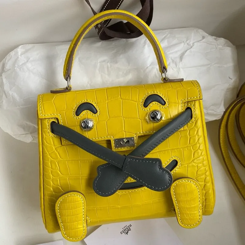 Kelly Doll Bag in Jaune Ambre Matte Alligator Leather